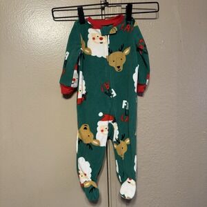 Infant 9 Mos Unisex Carters Baby‎ Christmas Santa FA LA LA 1 Piece Pajama